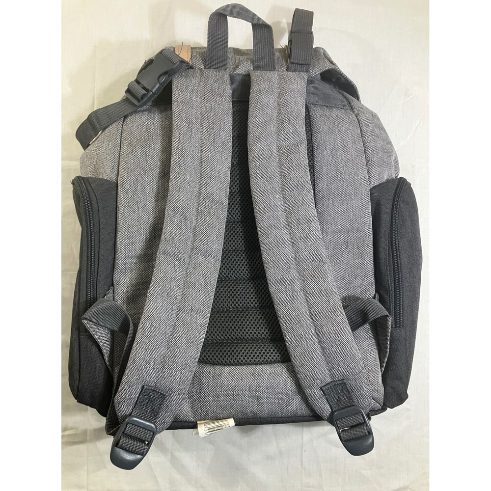 Eddie Bauer First Adventure Gray Diaper Backpack Insulated Pocket Heritage Style - Picture 9 of 10